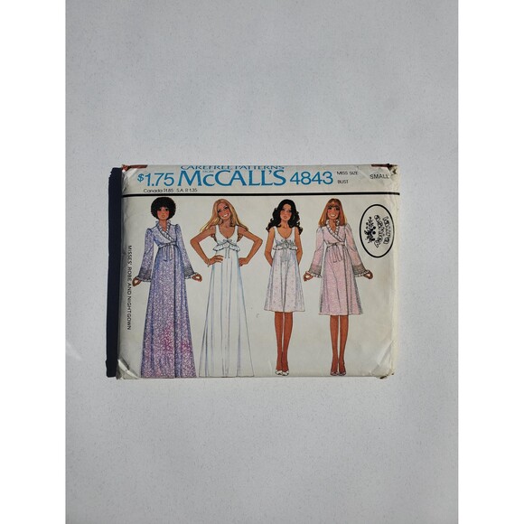 Vintage McCall’s 4843 Robe & Nightgown Pattern (Uncut) - Picture 2 of 3